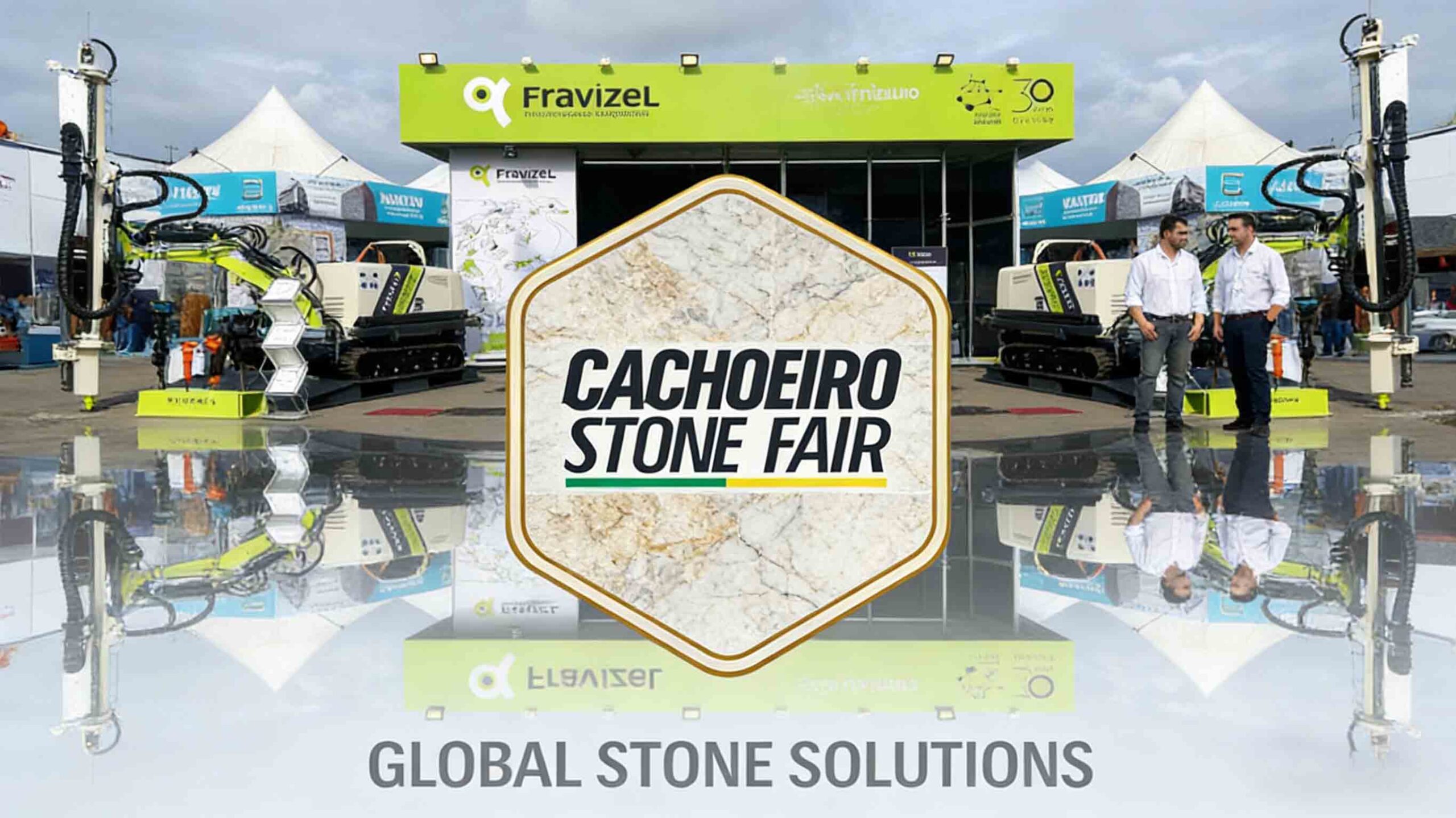 Brazil marble and granite manufacturers presenting factory-processed stone slabs to wholesale buyers at a major stone industry exhibition