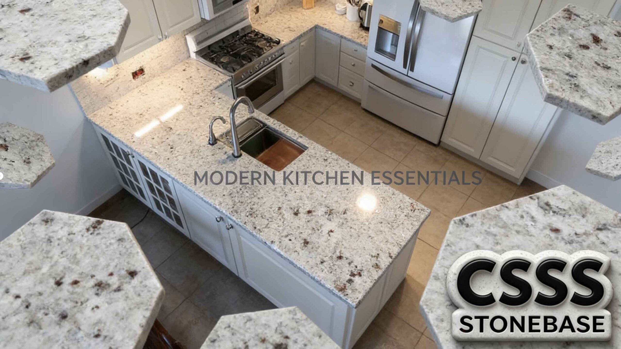 Natural Cotton White Granite countertop used in a real residential kitchen environment