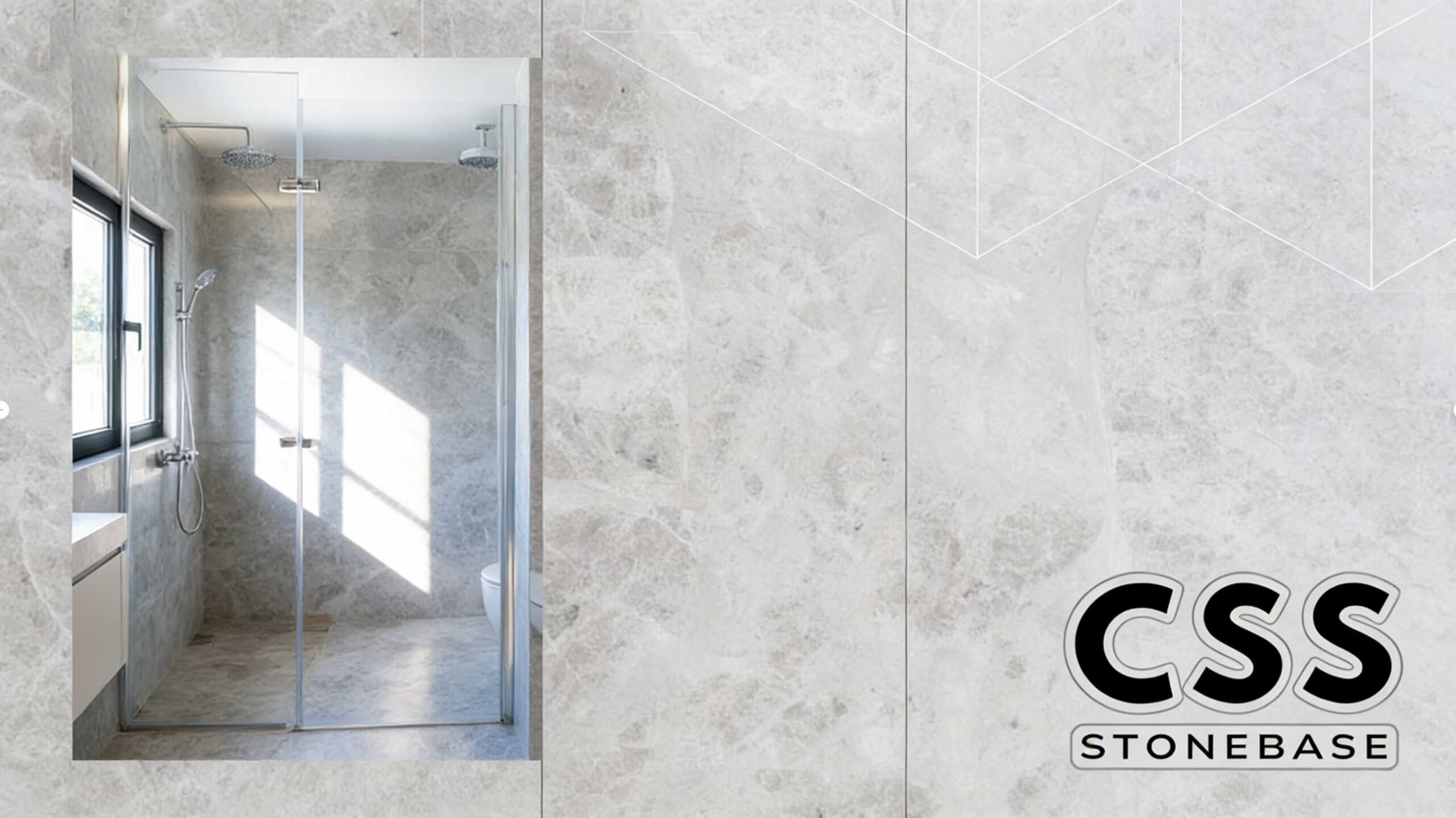 Silver Shadow marble slabs used in a modern interior space, highlighting calm grey tones and low-contrast marble application
