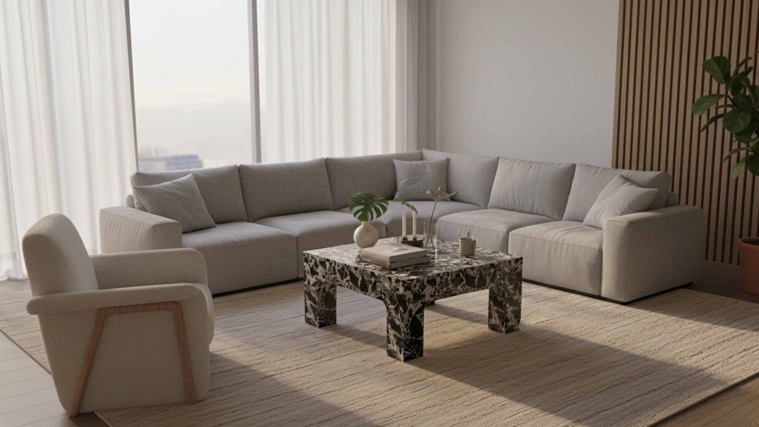 Napoleon Black Natural Marble Coffee Table: Classic Proportions, Modern Pairings 3 Polished Napoleon Black marble coffee table top with subtle natural veining.