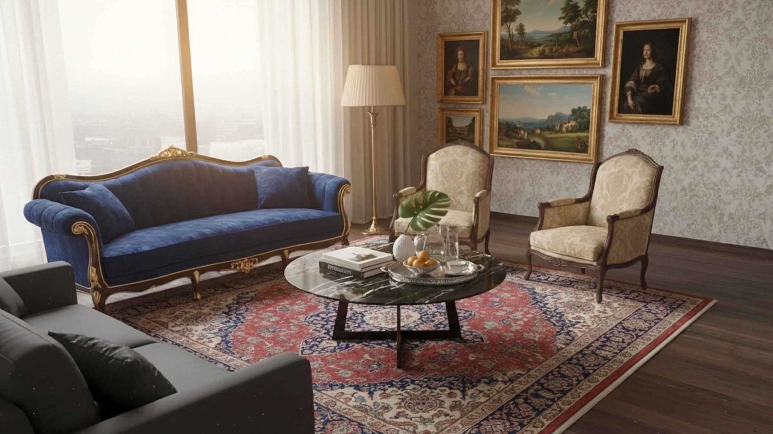 Silver Dragon Black Marble Coffee Table Tops: Dramatic Movement for Contemporary European & American Interiors 4 Stone coffee table featuring Silver Dragon marble creating movement in living space.