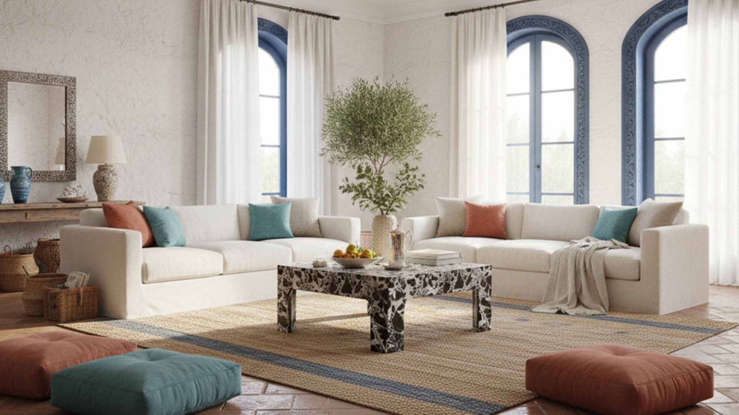 Napoleon Black Natural Marble Coffee Table: Classic Proportions, Modern Pairings 4 Modern marble coffee table made of Napoleon Black in minimalist interior design.