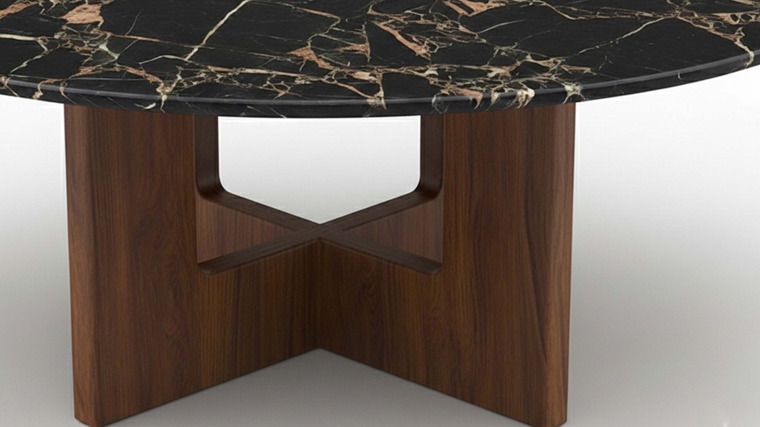 Close-up of Portoro marble surface showing natural gold veins across black marble background