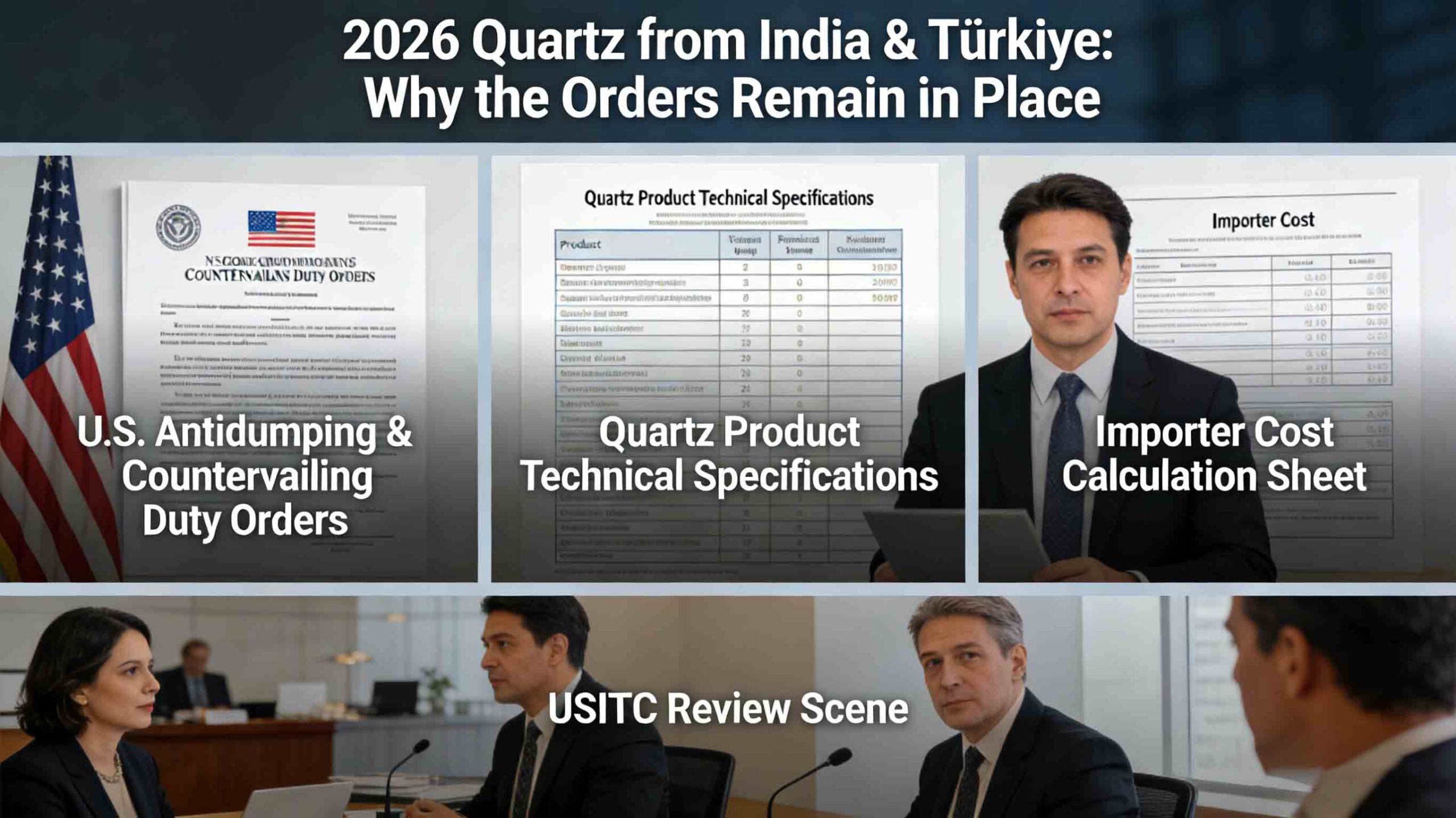Wholesale quartz slabs in warehouse inspected by buyer for 2026 sourcing risk assessment